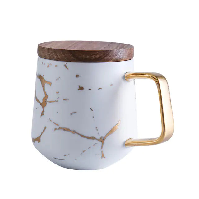 Tazas de café Marble Gold Inlay