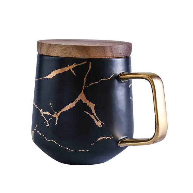 Tazas de café Marble Gold Inlay