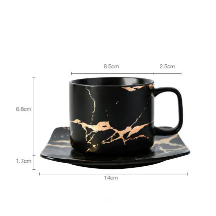 Tazas de café Marble Gold Inlay