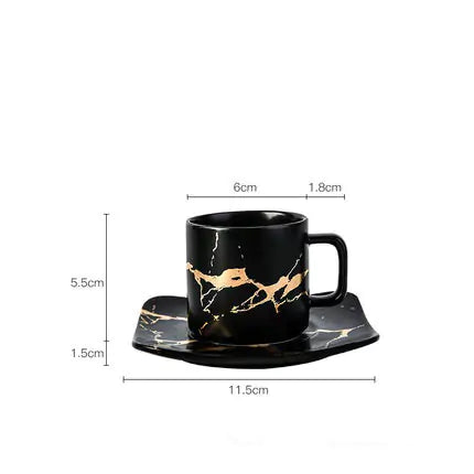 Tazas de café Marble Gold Inlay