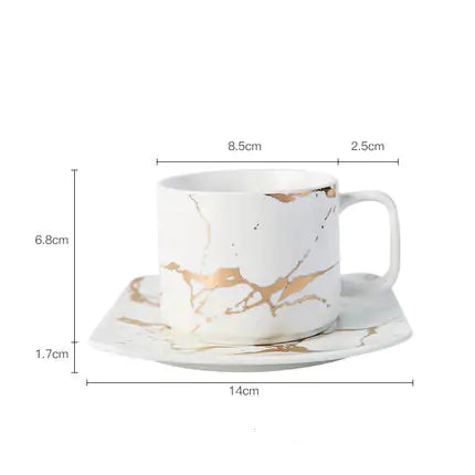 Tazas de café Marble Gold Inlay