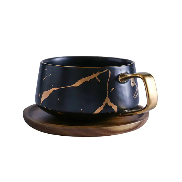 Tazas de café Marble Gold Inlay