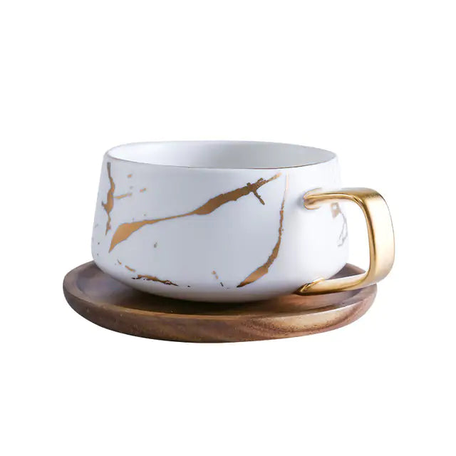 Tazas de café Marble Gold Inlay